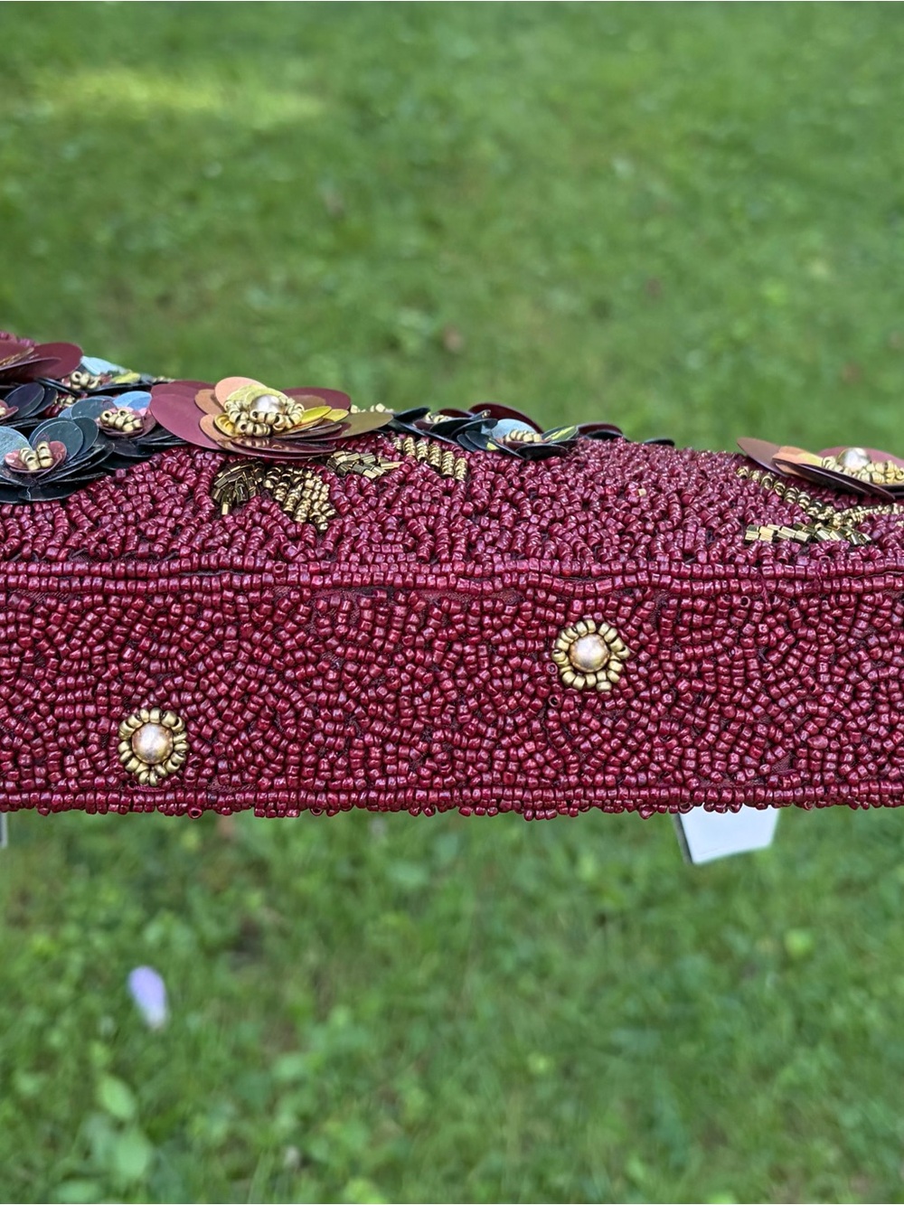 NTW Viral Bohemian Chic Floral Sequin Burgundy Beaded Bag for Fall! - Picture 7 of 8